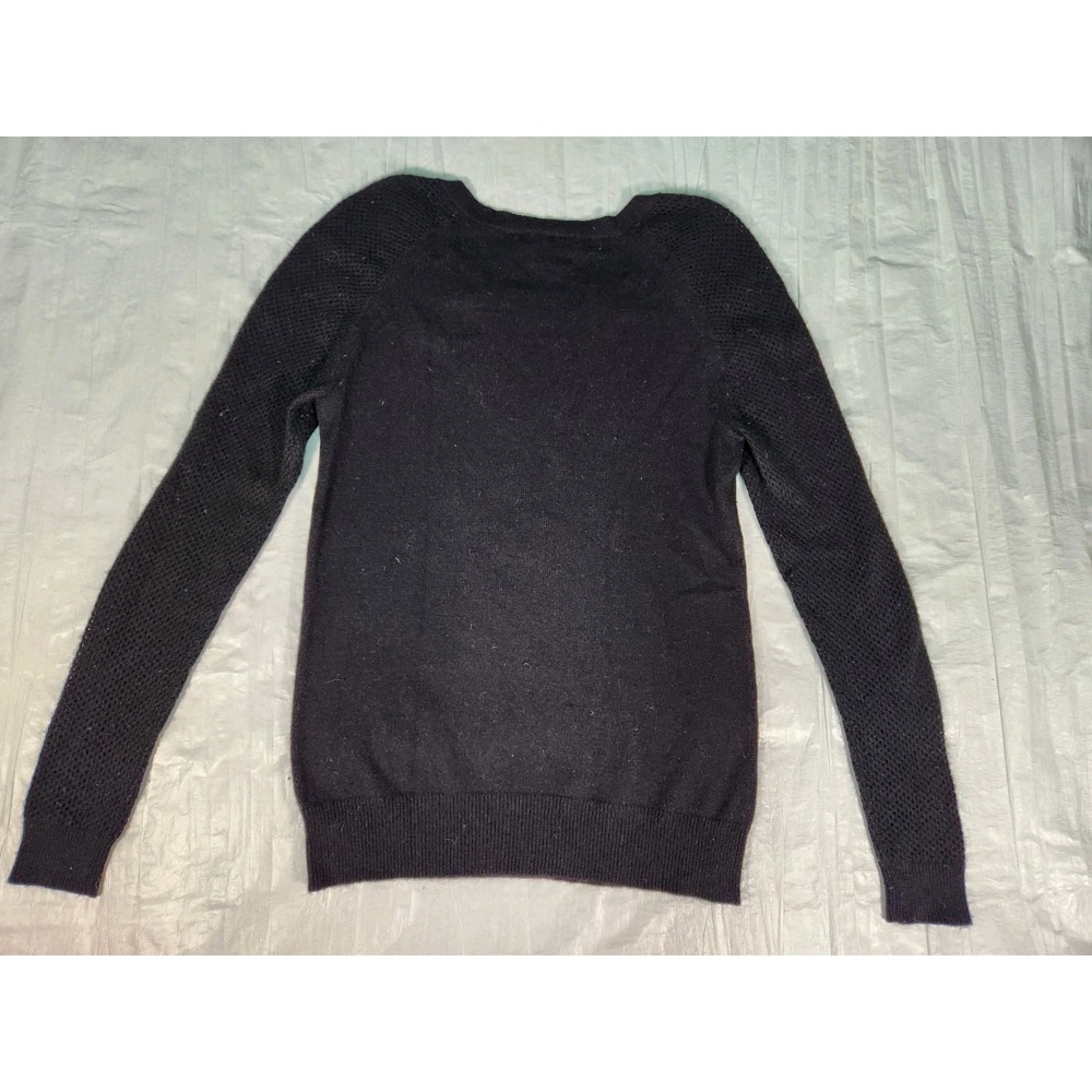 Aqua Cashmere Women's 100% Cashmere Black Sweater Mini Puff Long Sleeve Small S - Picture 5 of 7